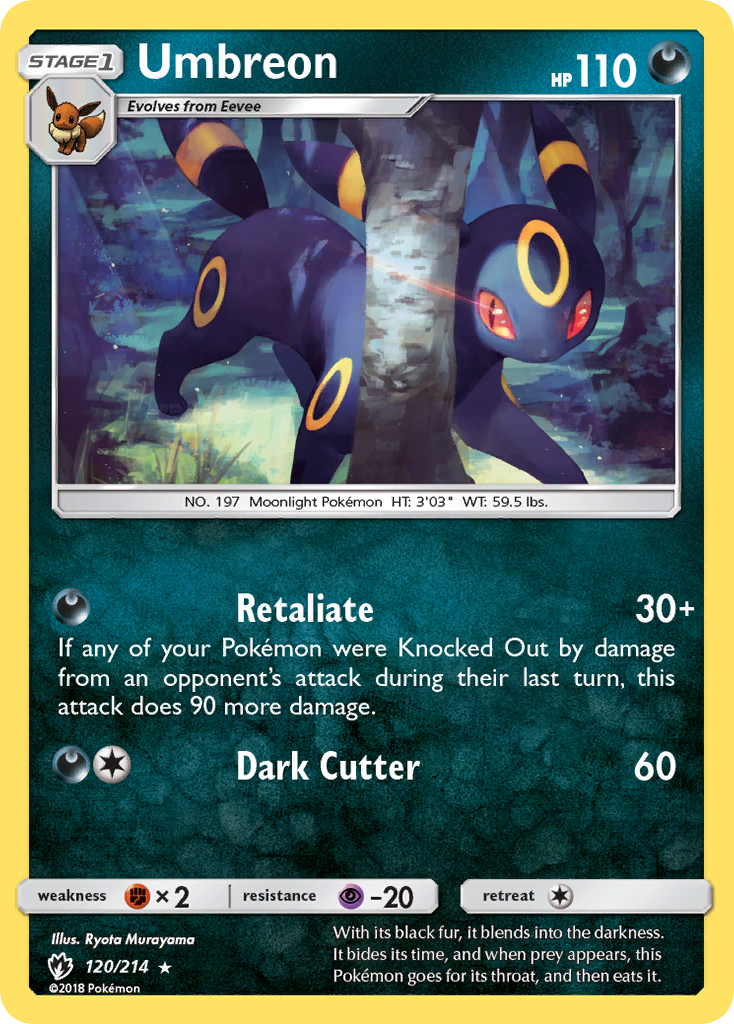 Umbreon 120/214 Rare | Lost Thunder | Pokemon Card