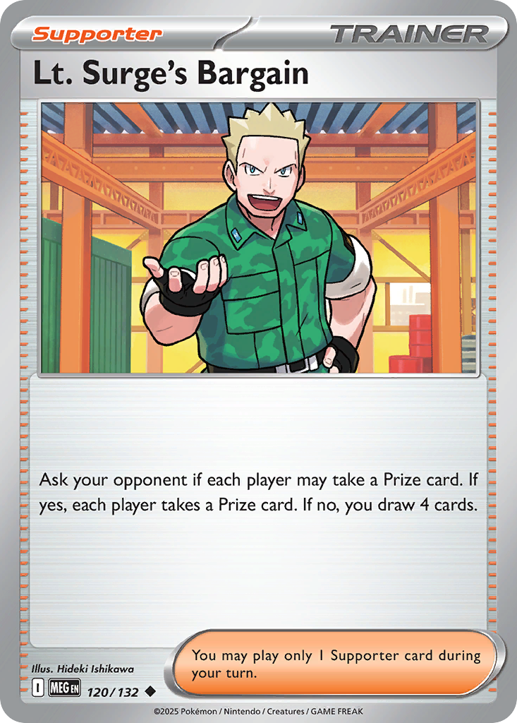 Lt. Surge's Bargain 120/132 Uncommon | Mega Evolution | Pokemon Card