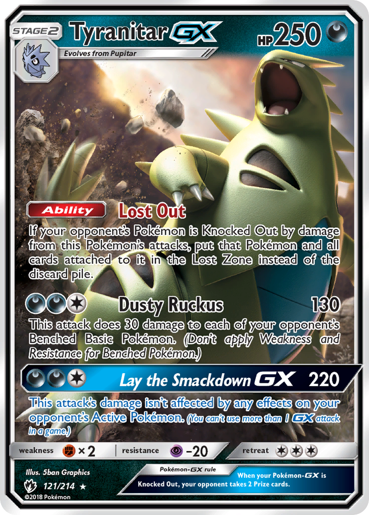 Tyranitar-GX 121/214 Rare Holo GX | Lost Thunder | Pokemon Card