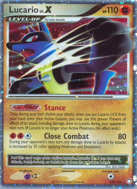 Lucario LV.X 122/123 Rare Holo LV.X | Mysterious Treasures | Pokemon Card