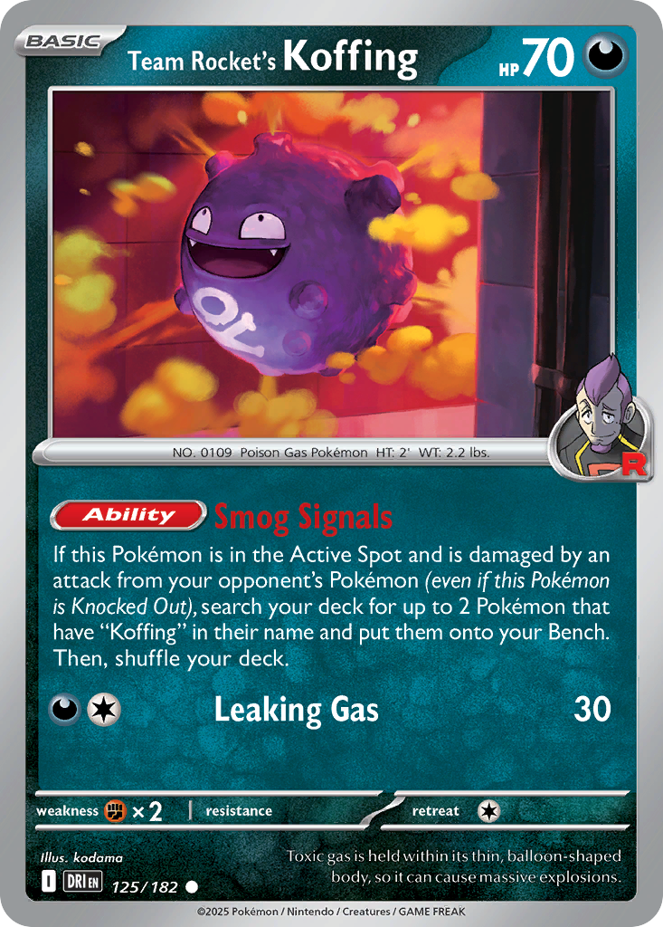Team Rocket's Koffing 125/182 Common | Destined Rivals | Pokemon Card