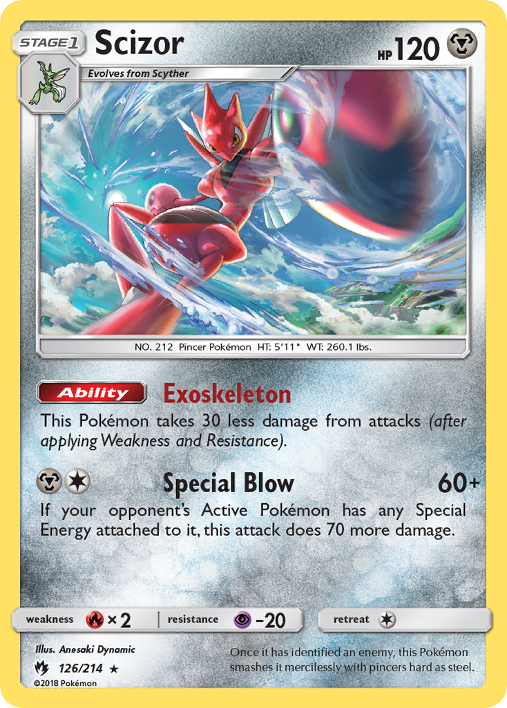 Scizor 126/214 Rare Holo | Lost Thunder | Pokemon Card