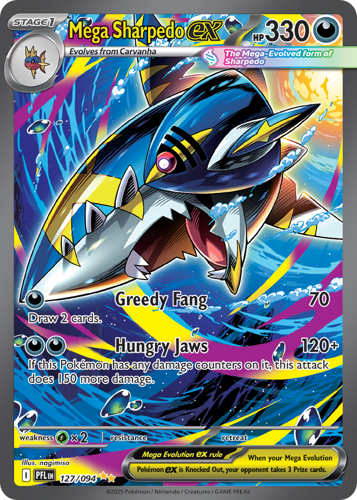Mega Sharpedo ex 127/94 Special Illustration Rare | Phantasmal Flames | Pokemon Card