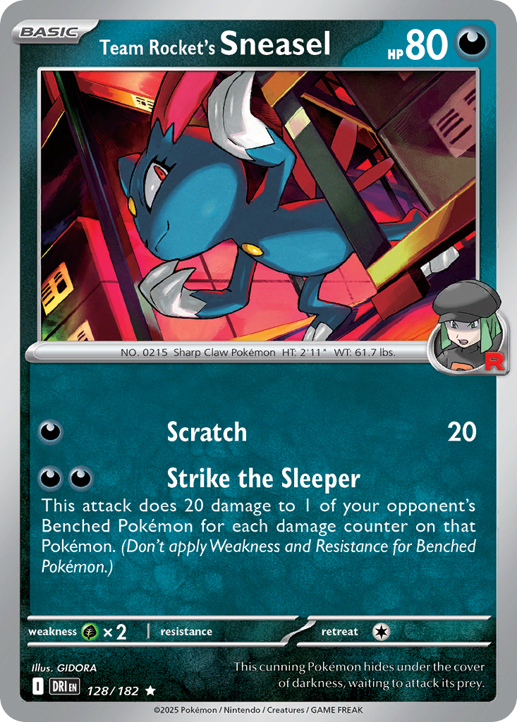Team Rocket's Sneasel 128/182 Rare | Destined Rivals | Pokemon Card