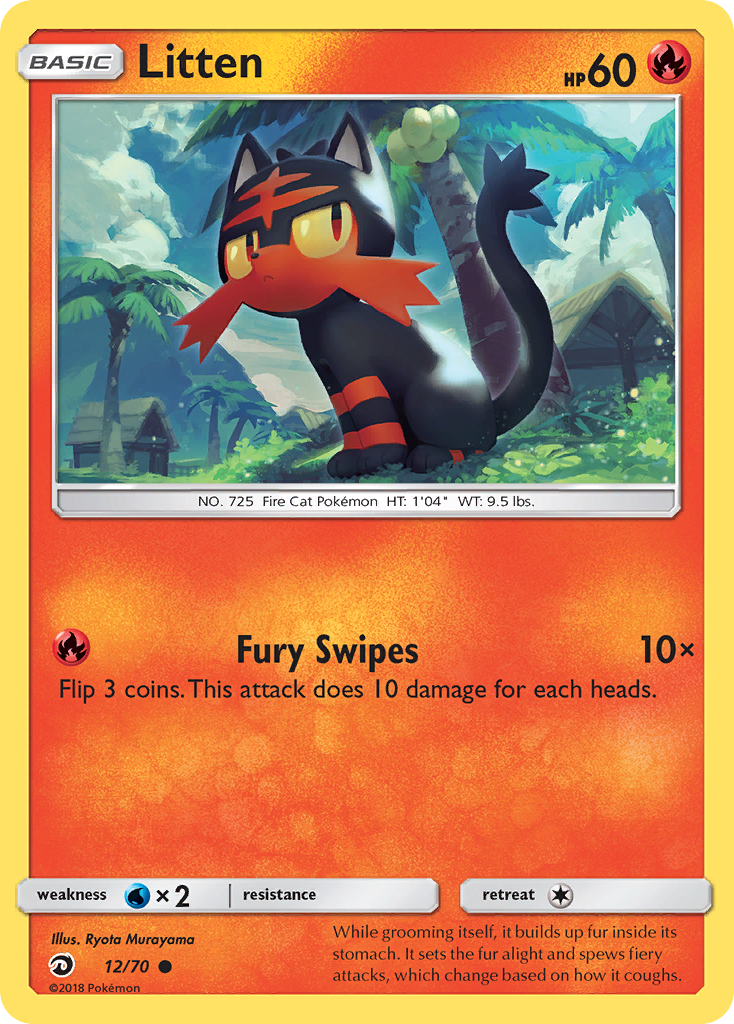 Litten 12/70 Common | Dragon Majesty | Pokemon Card