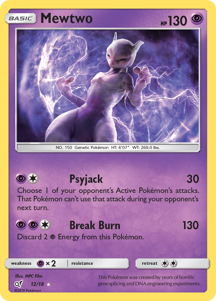 Mewtwo 12/18 Rare Ultra | Detective Pikachu | Pokemon Card