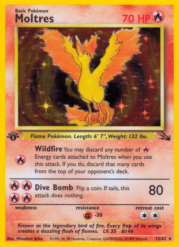 Moltres 12/62 Rare Holo | Fossil | Pokemon Card