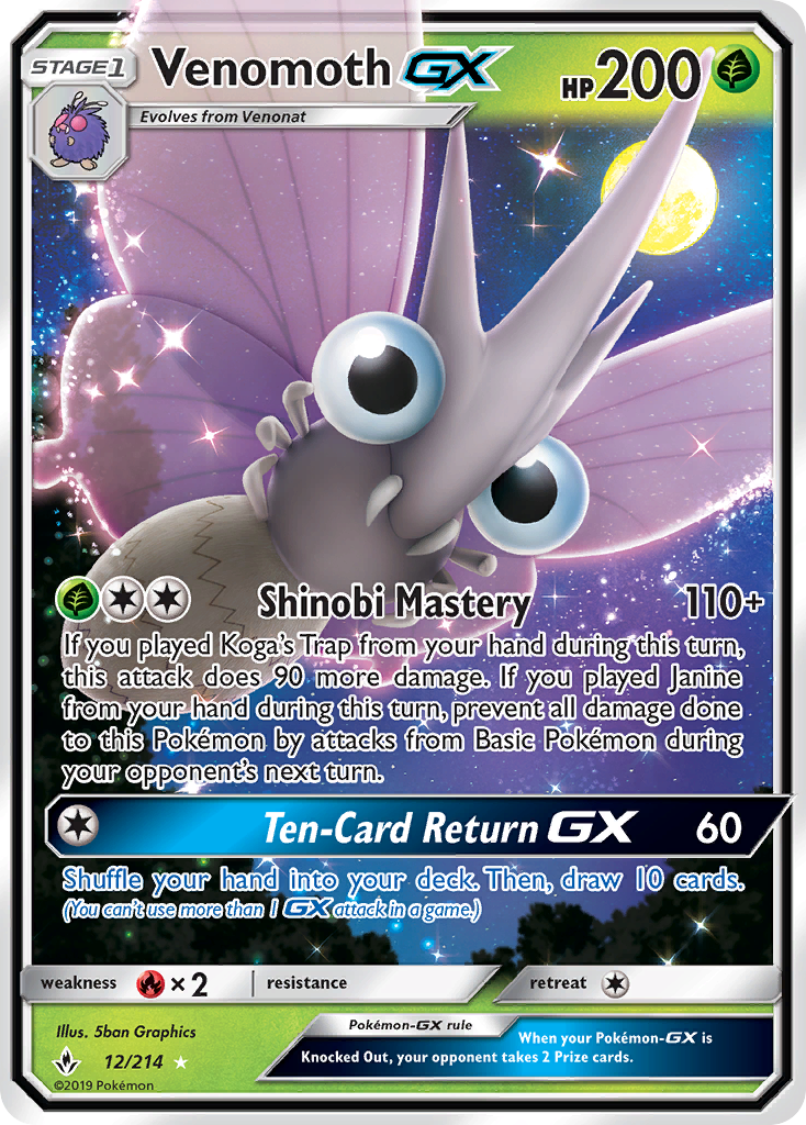 Venomoth-GX 12/214 Rare Holo GX | Unbroken Bonds | Pokemon Card