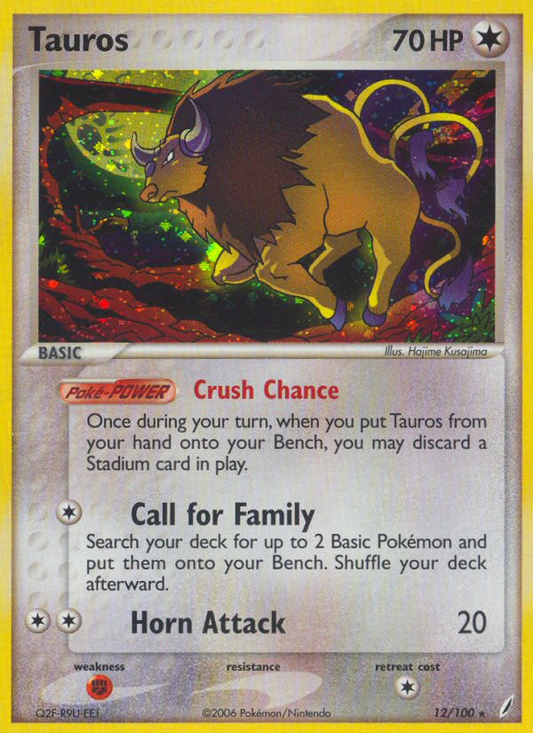 Tauros 12/100 Rare Holo | Crystal Guardians | Pokemon Card