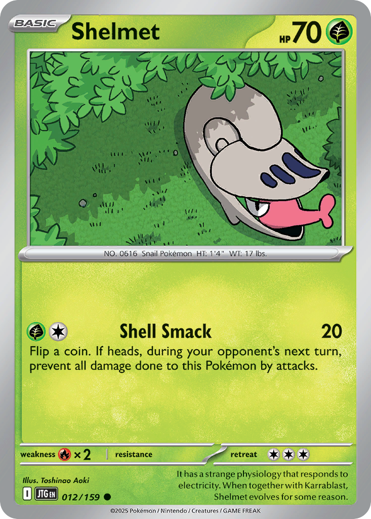 Shelmet 12/159 Common | Journey Together | Pokemon Card