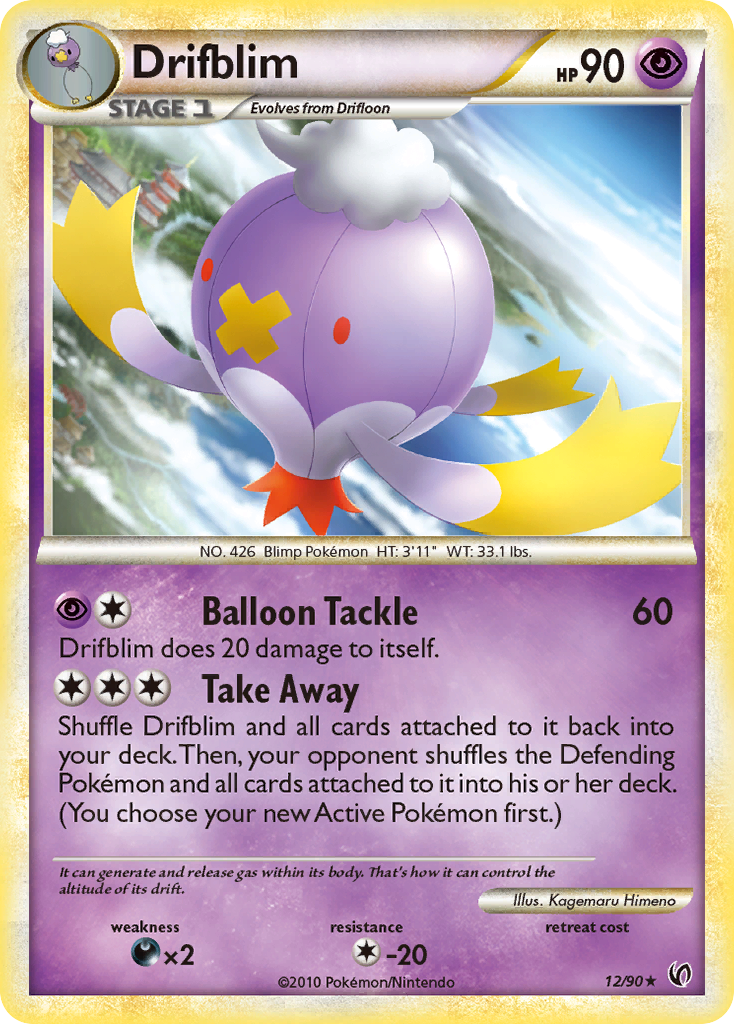 Drifblim 12/90 Rare | HS—Undaunted | Pokemon Card
