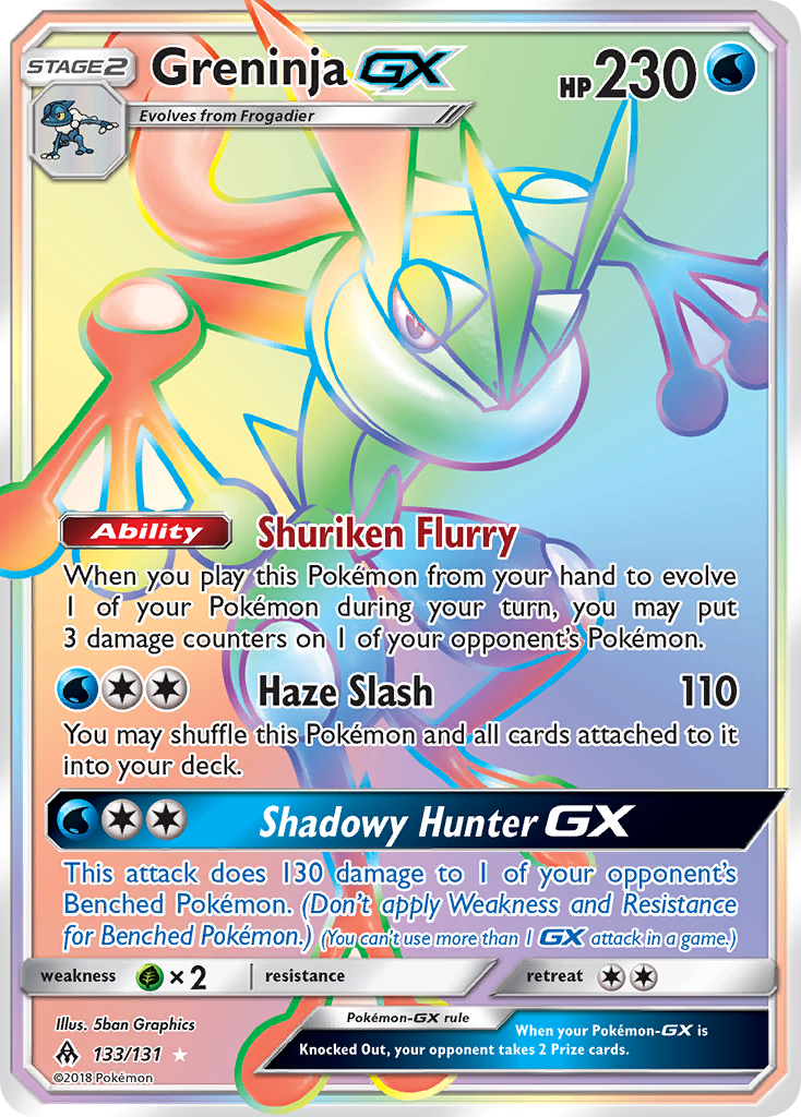 Greninja-GX 133/131 Rare Rainbow | Forbidden Light | Pokemon Card