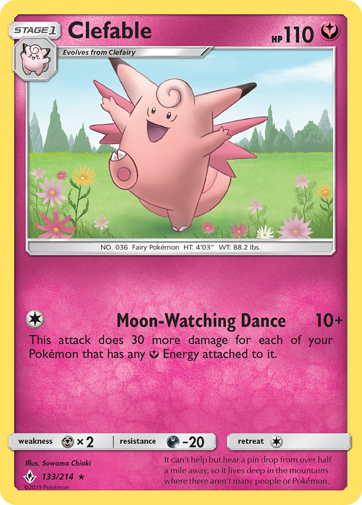 Clefable 133/214 Rare | Unbroken Bonds | Pokemon Card