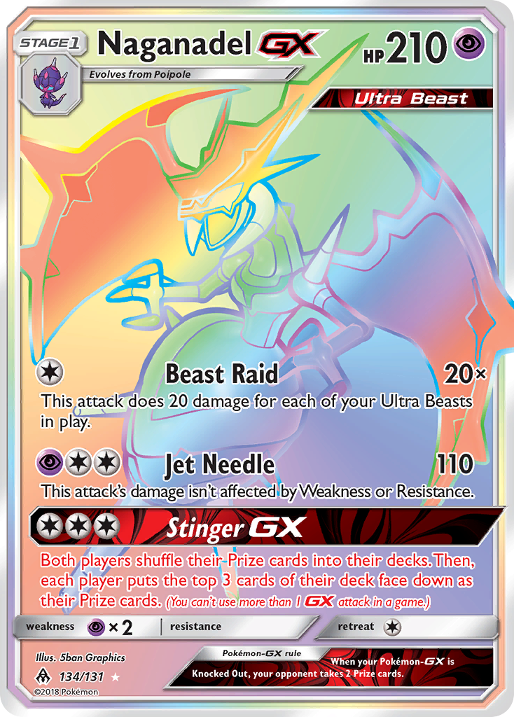 Naganadel-GX 134/131 Rare Rainbow | Forbidden Light | Pokemon Card