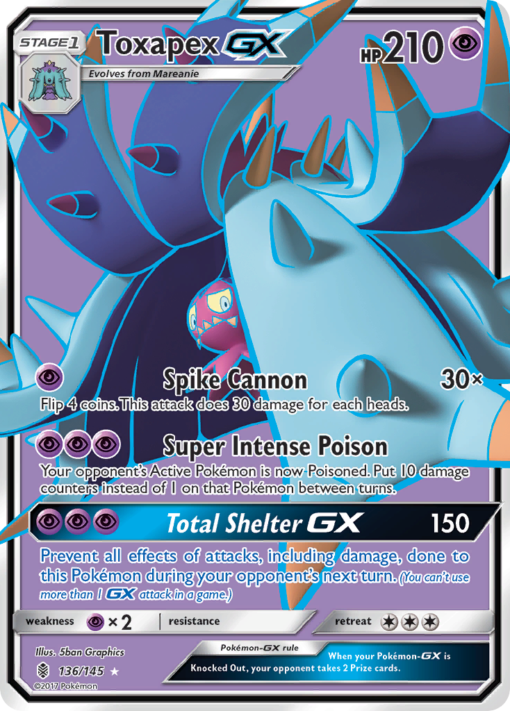 Toxapex-GX 136/145 Rare Ultra | Guardians Rising | Pokemon Card