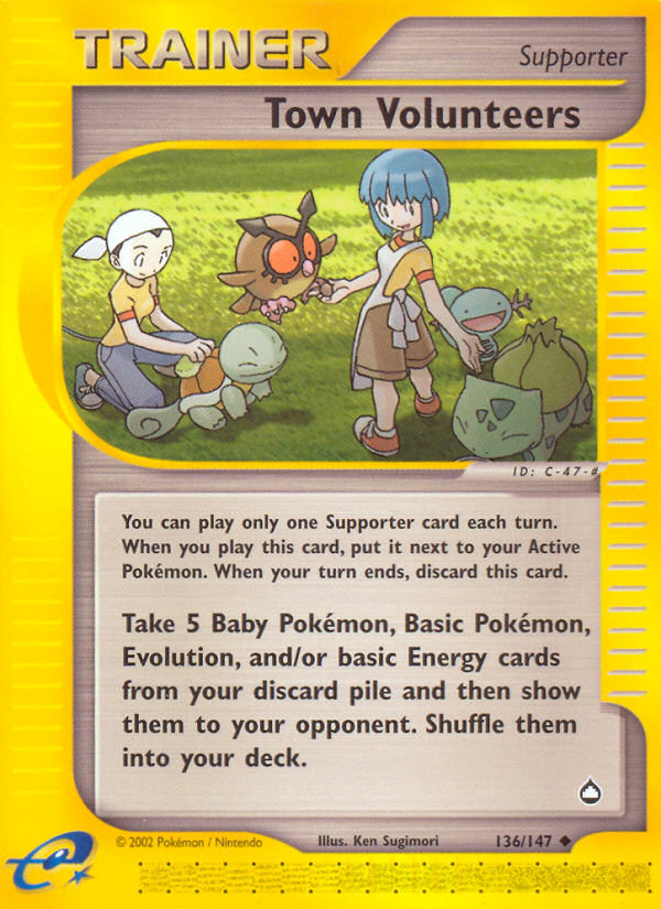 Town Volunteers 136/147 Uncommon | Aquapolis | Pokemon Card