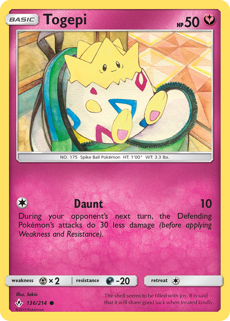 Togepi 136/214 Common | Unbroken Bonds | Pokemon Card