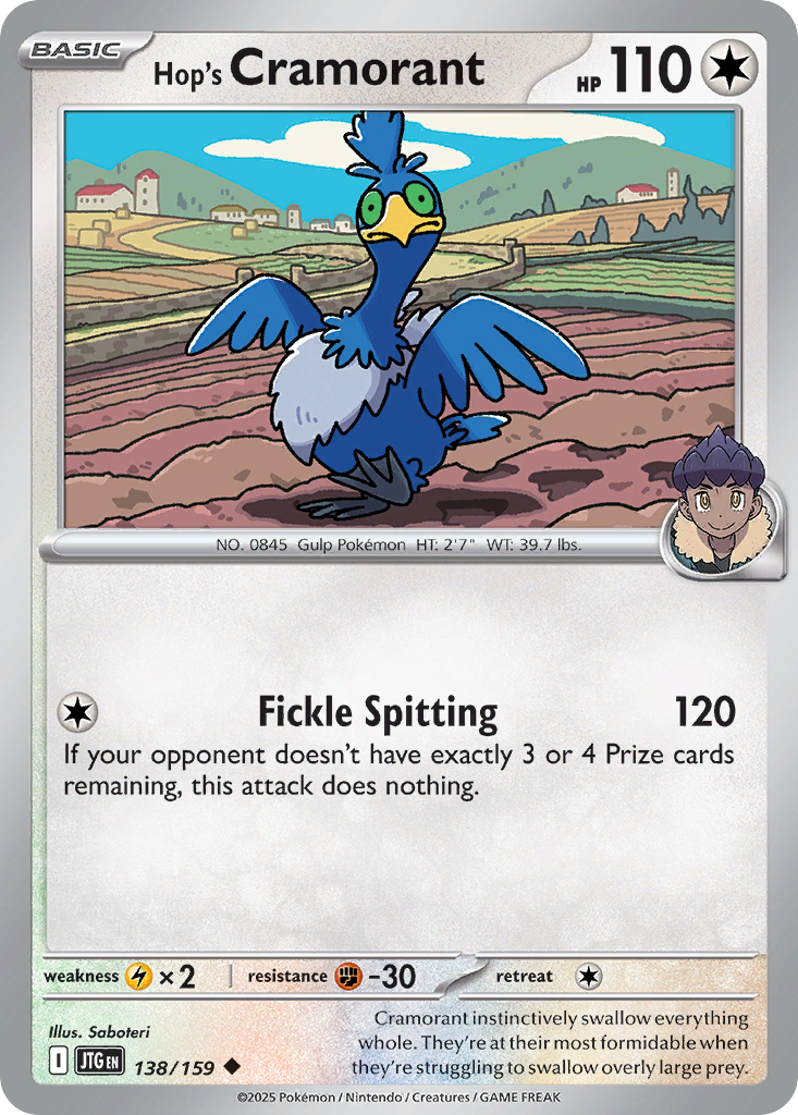Hop's Cramorant 138/159 Uncommon | Journey Together | Pokemon Card