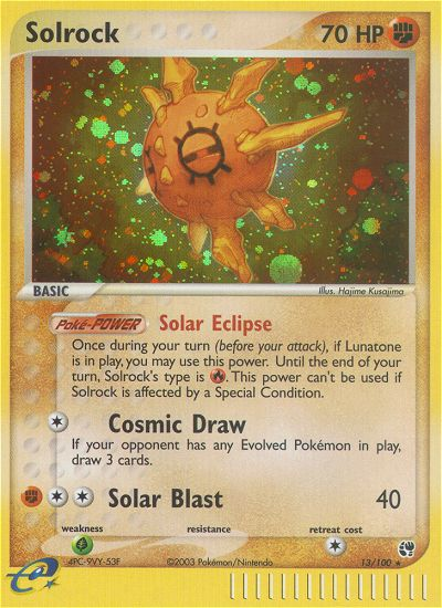 Solrock 13/100 Rare Holo | Sandstorm | Pokemon Card