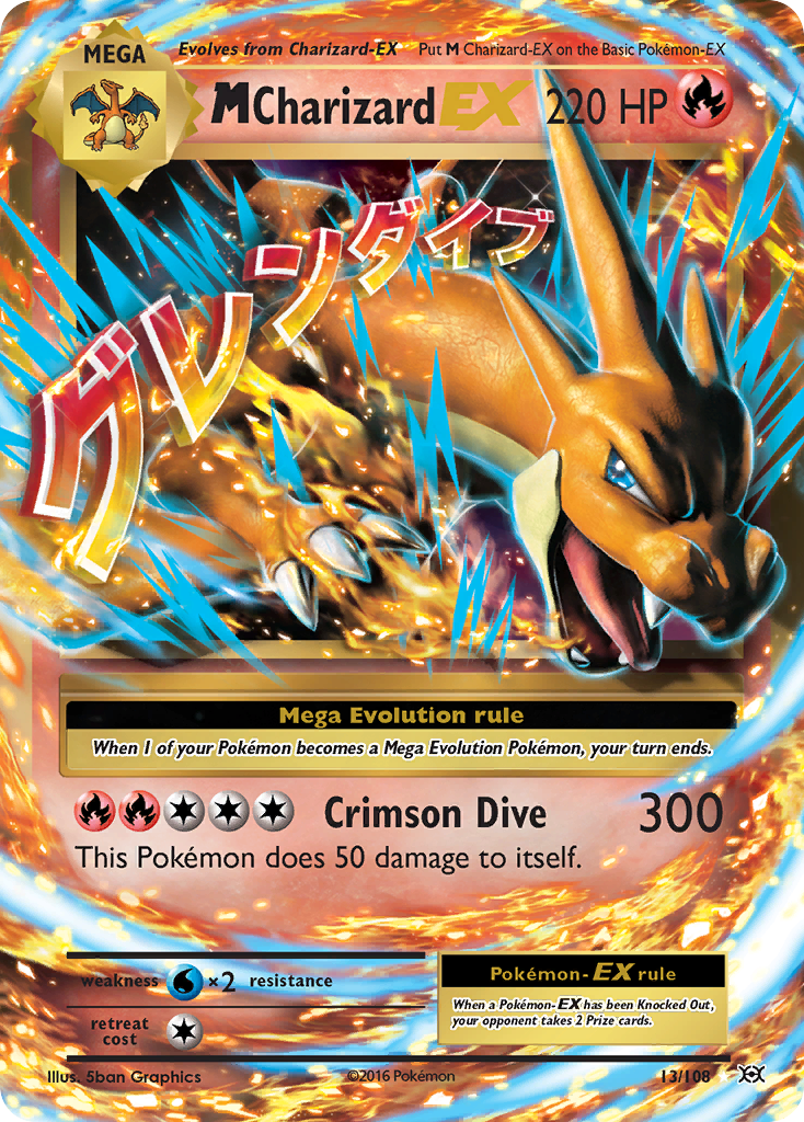 M Charizard-EX 13/108 Rare Holo EX | Evolutions | Pokemon Card