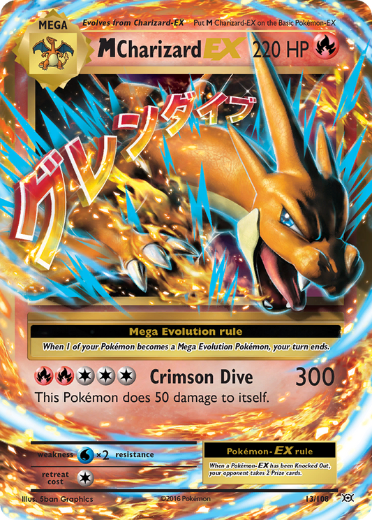 M Charizard-EX 13/108 Rare Holo EX | Evolutions | Pokemon Card