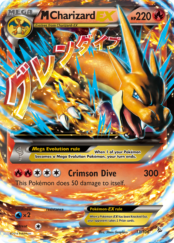 M Charizard-EX 13/106 Rare Holo EX | Flashfire | Pokemon Card