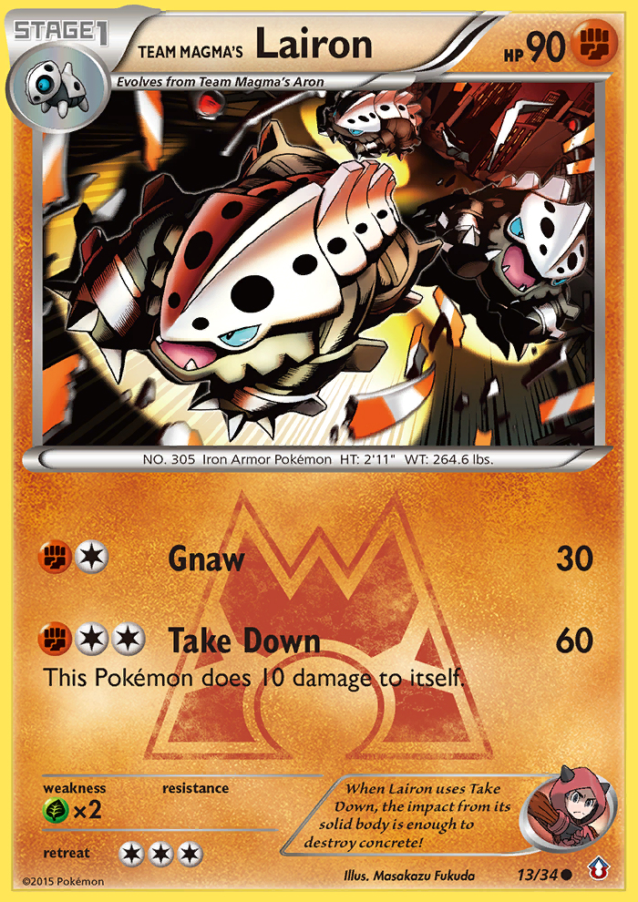 Team Magma's Lairon 13/34 Common | Double Crisis | Pokemon Card