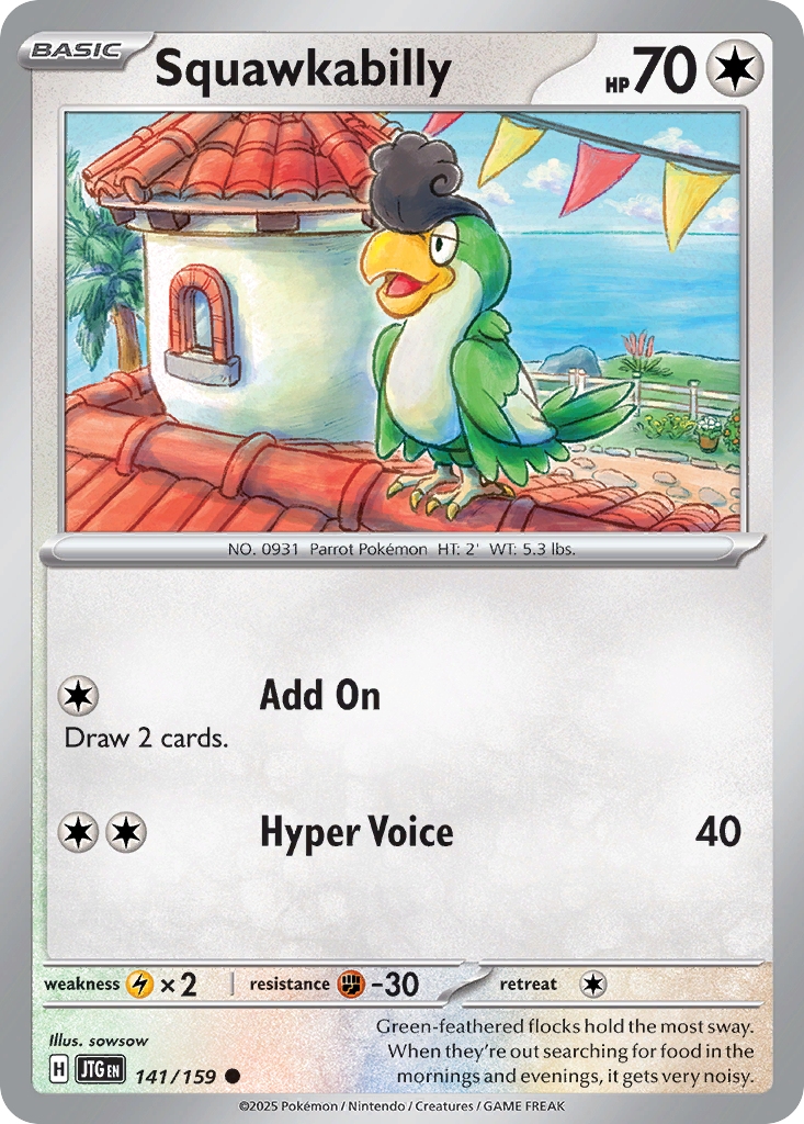 Squawkabilly 141/159 Common | Journey Together | Pokemon Card