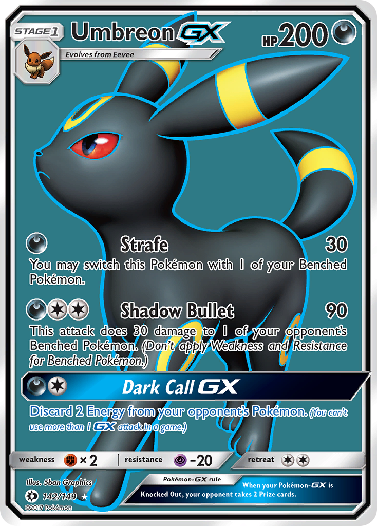 Umbreon-GX 142/149 Rare Ultra | Sun & Moon | Pokemon Card