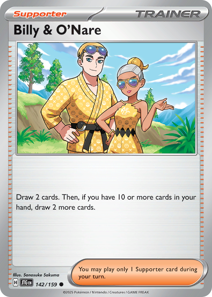Billy & O'Nare 142/159 Common | Journey Together | Pokemon Card
