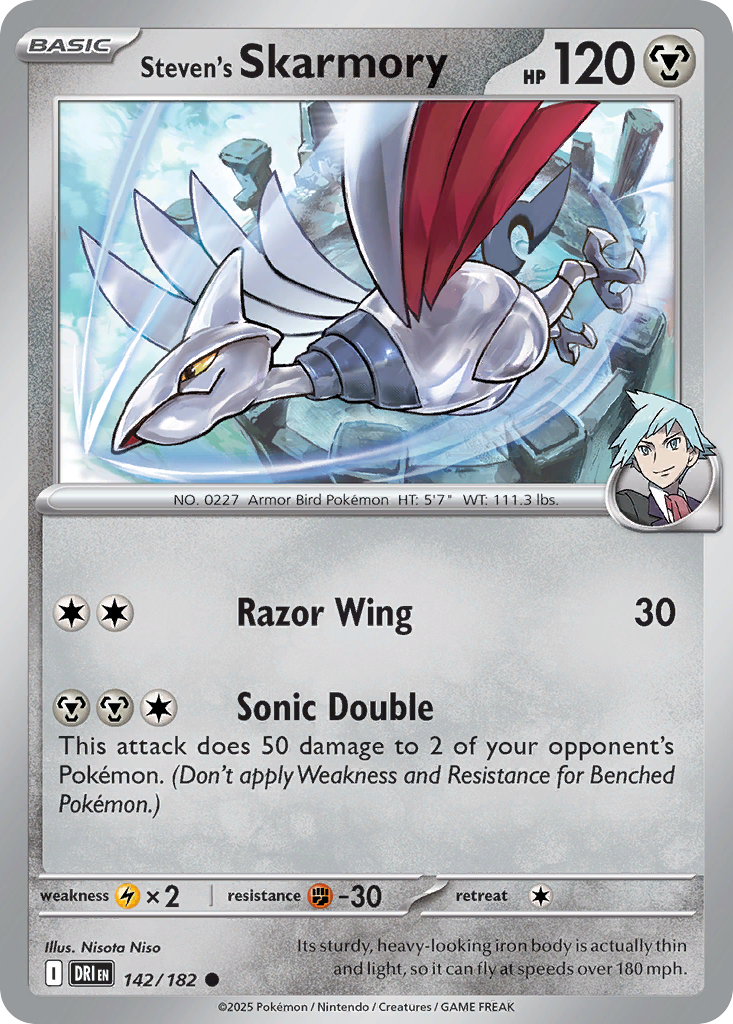 Steven's Skarmory 142/182 Common | Destined Rivals | Pokemon Card