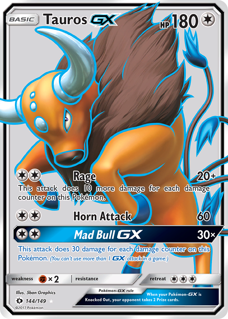 Tauros-GX 144/149 Rare Ultra | Sun & Moon | Pokemon Card