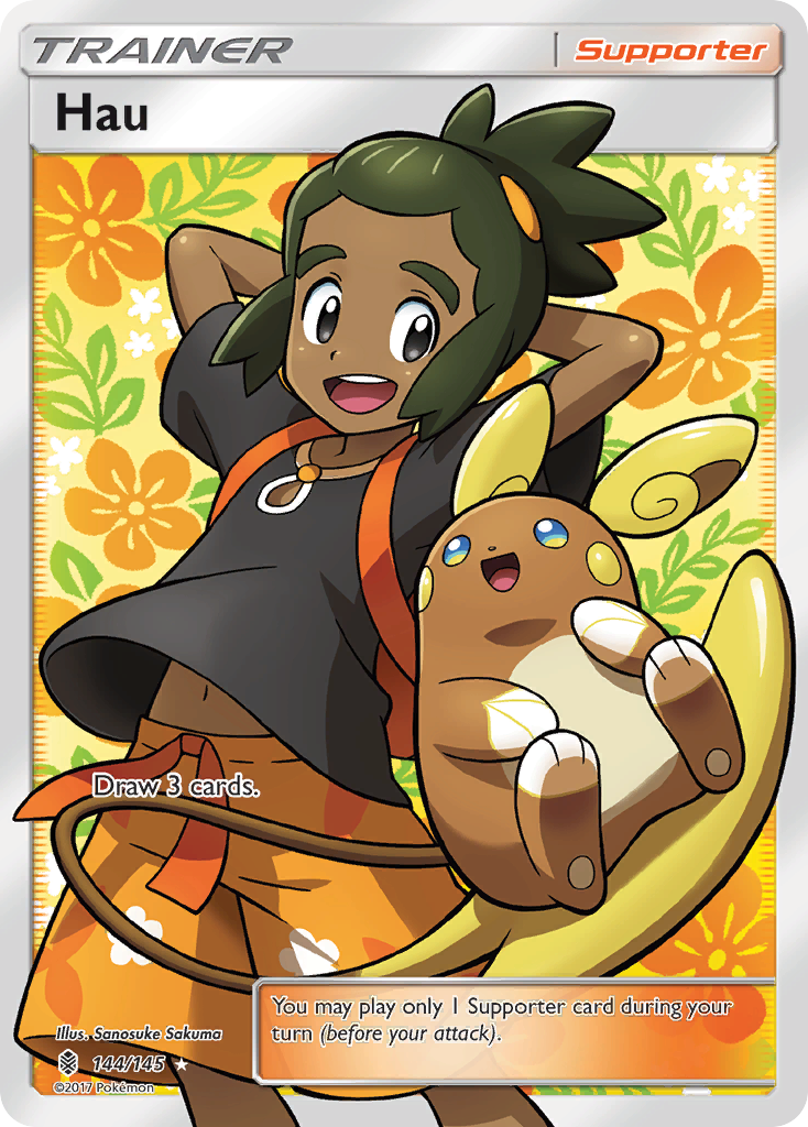 Hau 144/145 Rare Ultra | Guardians Rising | Pokemon Card