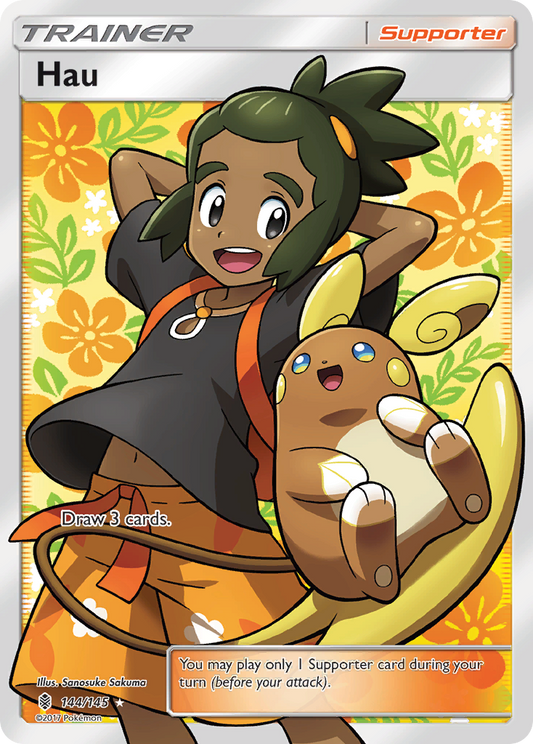 Hau 144/145 Rare Ultra | Guardians Rising | Pokemon Card