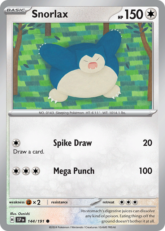 Snorlax 144/191 Common | Surging Sparks | Pokemon Card