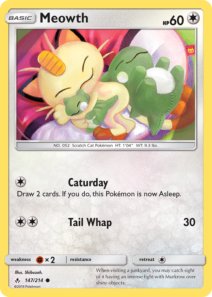 Meowth 147/214 Common | Unbroken Bonds | Pokemon Card
