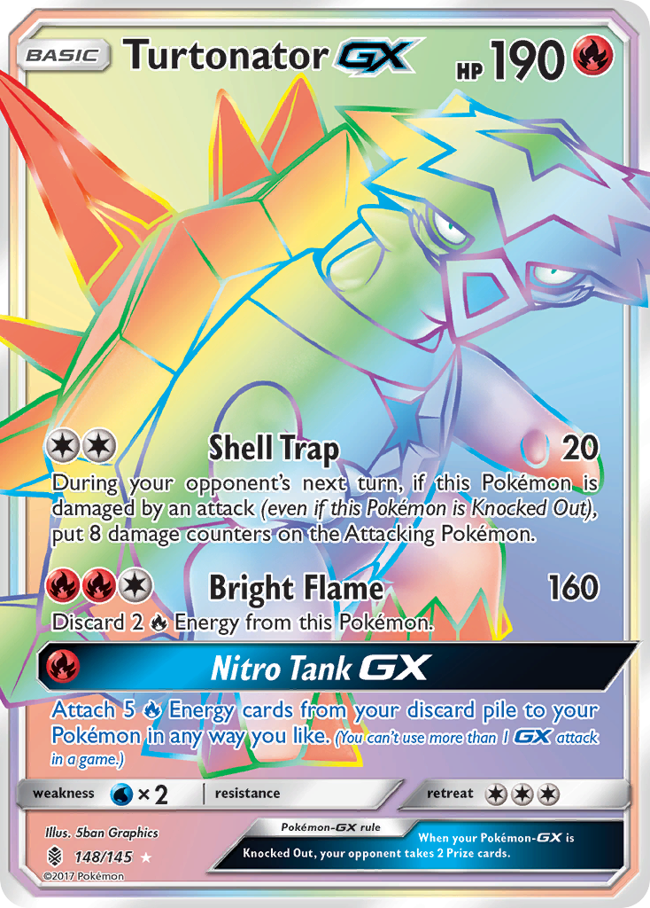 Turtonator-GX 148/145 Rare Rainbow | Guardians Rising | Pokemon Card