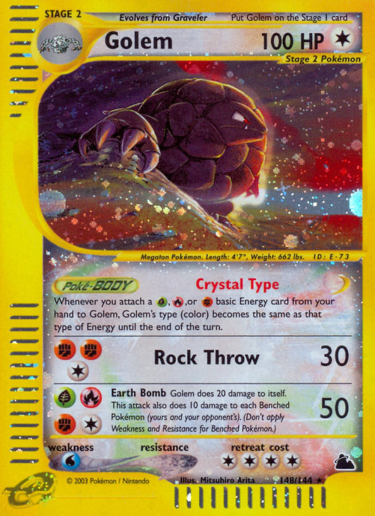 Golem 148/144 Rare Secret | Skyridge | Pokemon Card