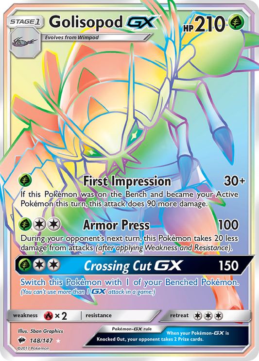 Golisopod-GX 148/147 Rare Rainbow | Burning Shadows | Pokemon Card