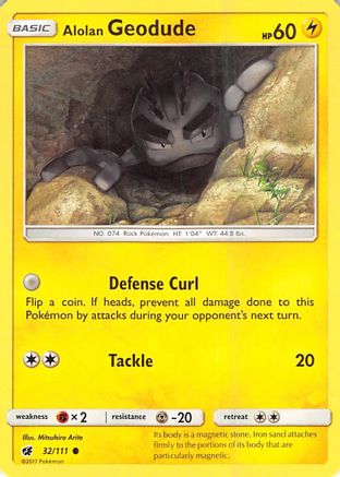 Alolan Geodude 32/111 Reverse Holo | Crimson Invasion | Pokemon Card