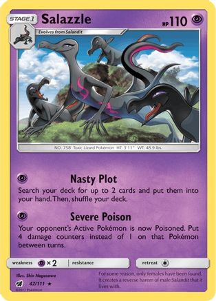 Salazzle 47/111 Reverse Holo | Crimson Invasion | Pokemon Card