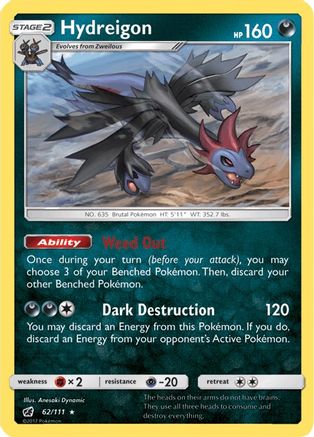 Hydreigon 62/111 Reverse Holo | Crimson Invasion | Pokemon Card