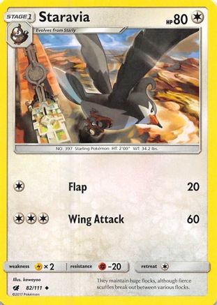 Staravia 82/111 Reverse Holo | Crimson Invasion | Pokemon Card