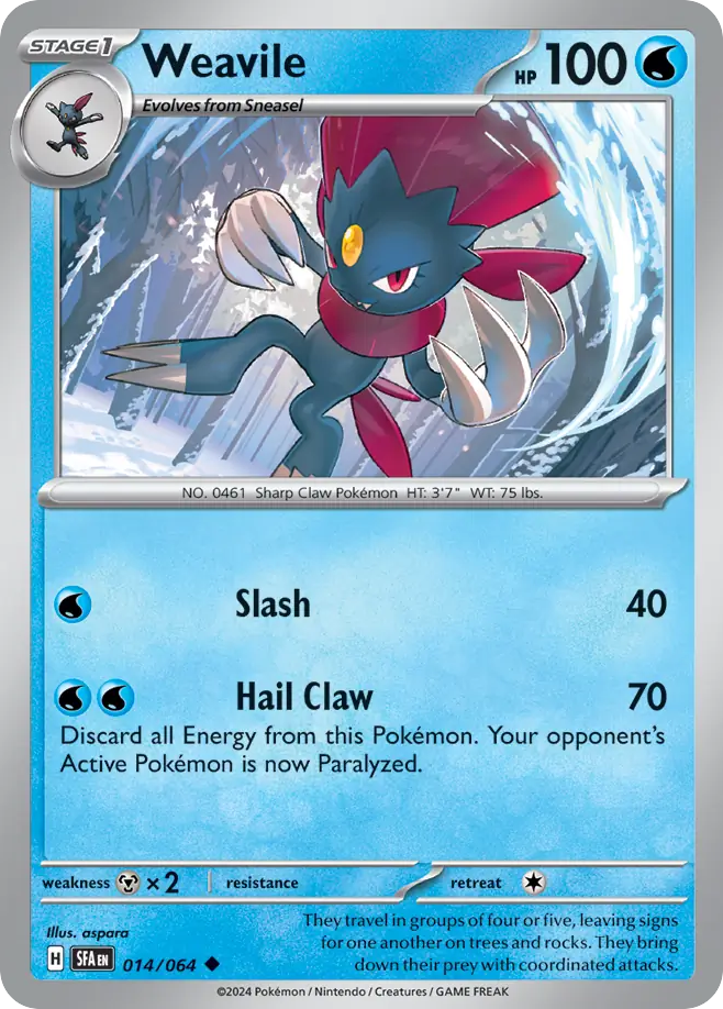 Weavile 14/64 Uncommon | Shrouded Fable | Pokemon Card