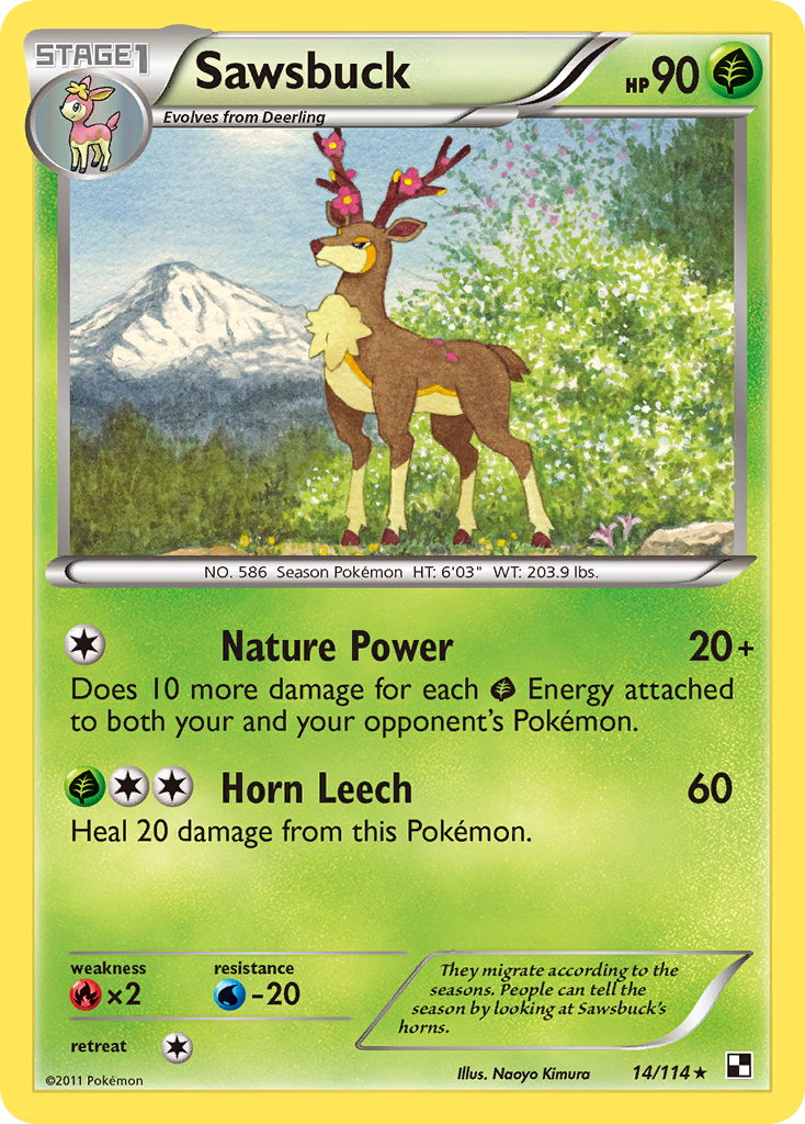 Sawsbuck 14/114 Rare | Black & White | Pokemon Card
