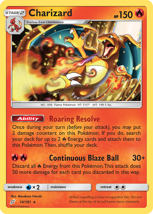 Charizard 14/181 Rare | Team Up | Pokemon Card