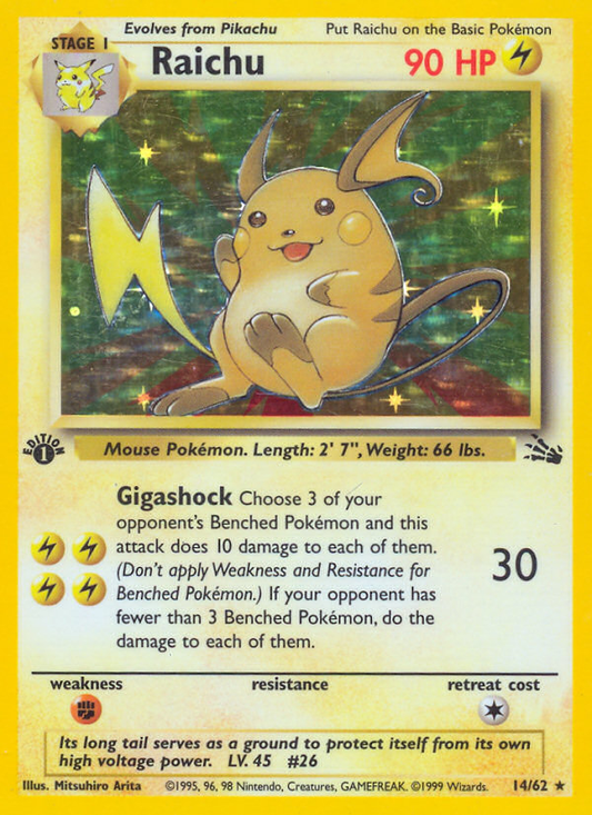 Raichu 14/62 Rare Holo | Fossil | Pokemon Card