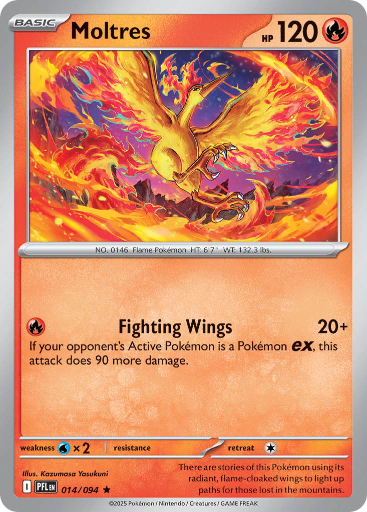 Moltres 14/94 Rare Holo | Phantasmal Flames | Pokemon Card