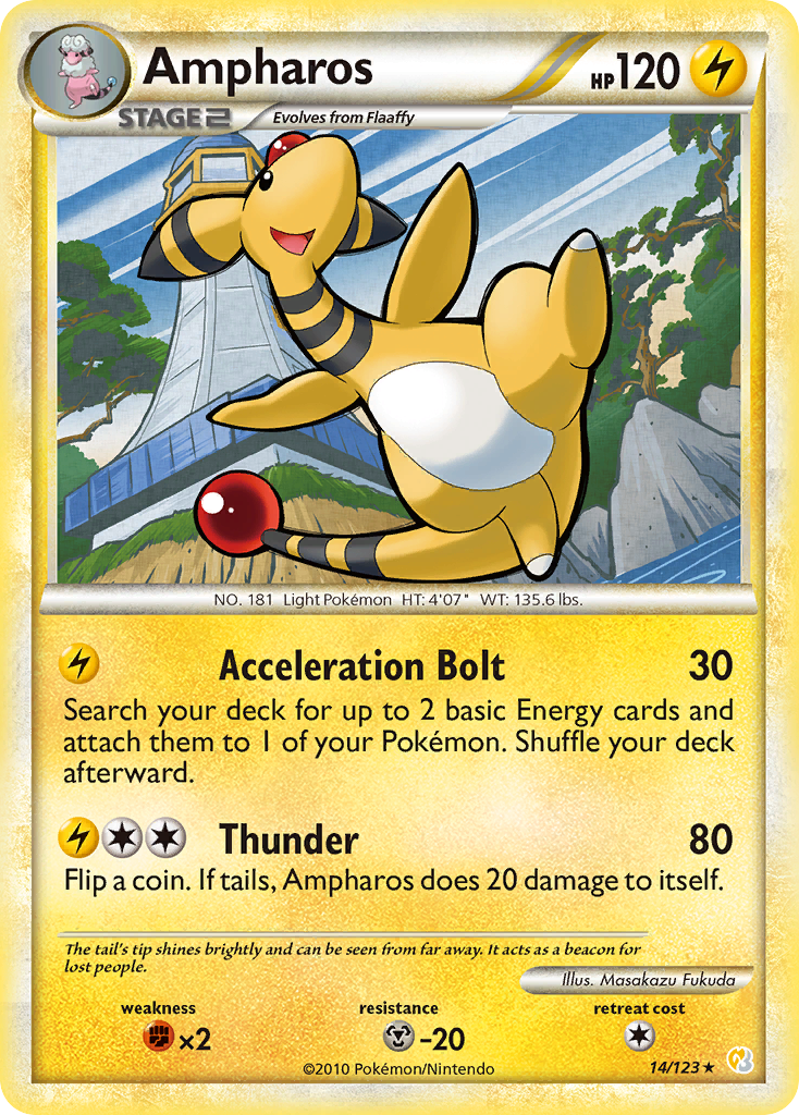 Ampharos 14/123 Rare | HeartGold & SoulSilver | Pokemon Card