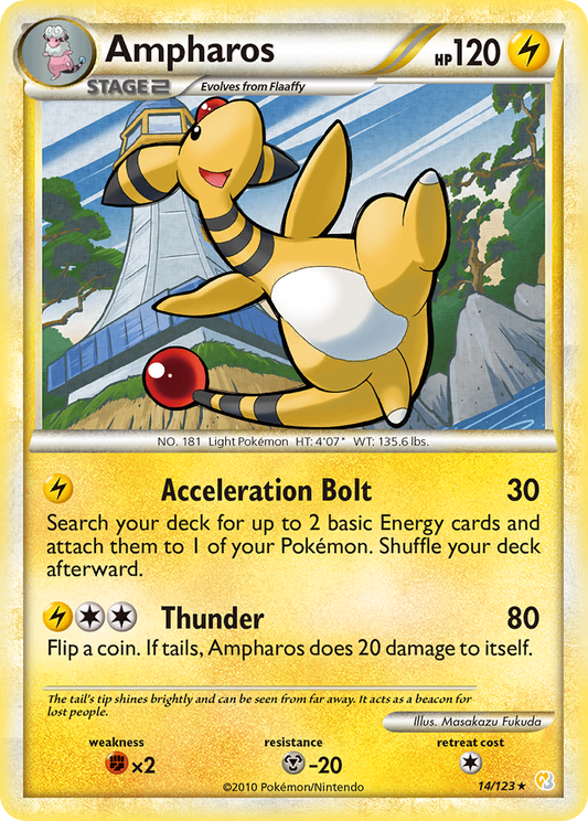 Ampharos 14/123 Rare | HeartGold & SoulSilver | Pokemon Card